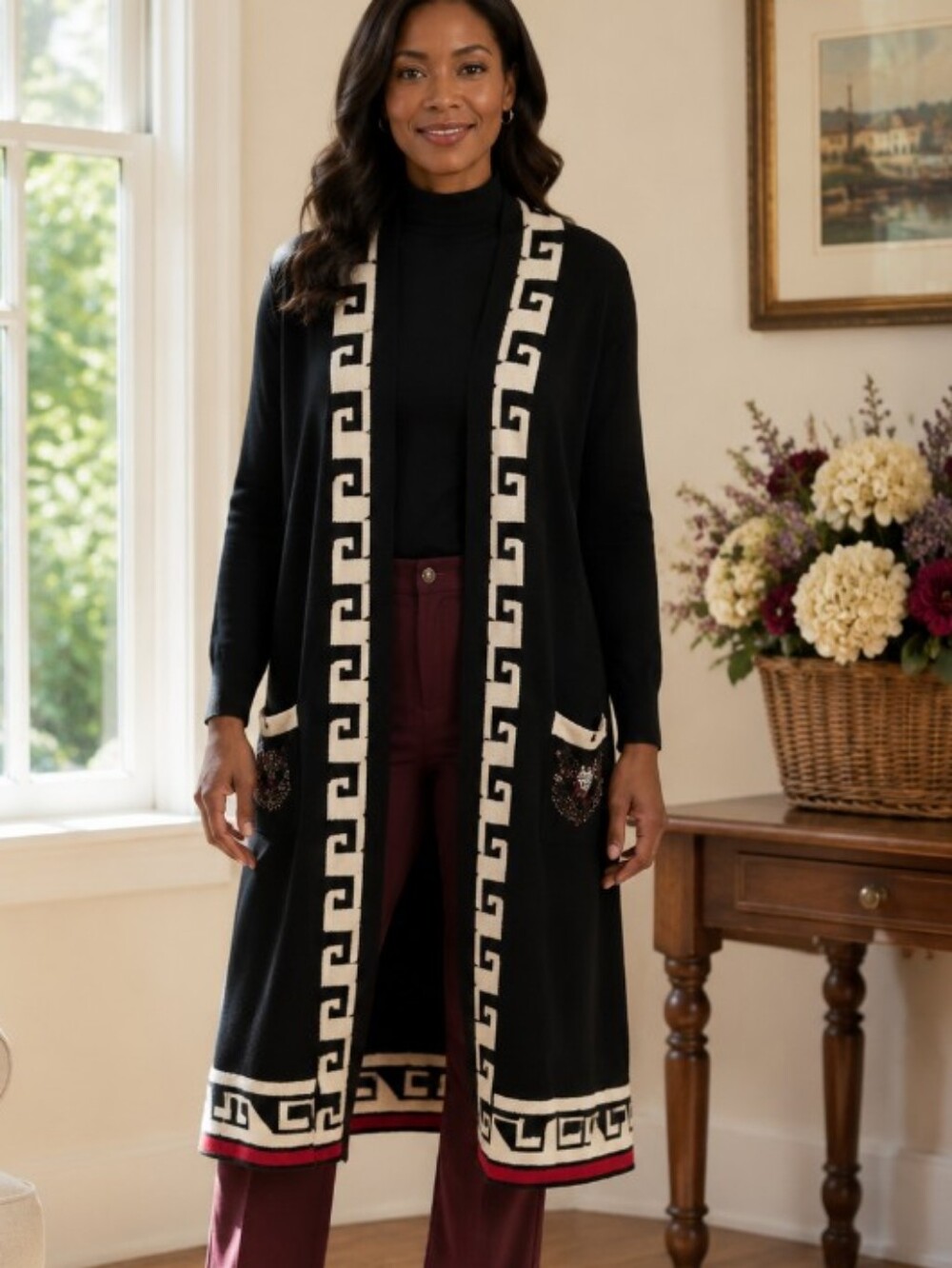 Cap Greek Key Pattern Duster- Size S-M - Picture 14 of 14